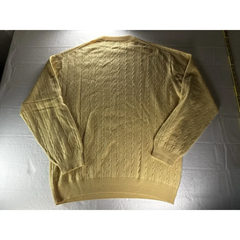 Forte Cable Knit Sweater Mens‎ Large Cashmere Silk Blend Lightweight Soft